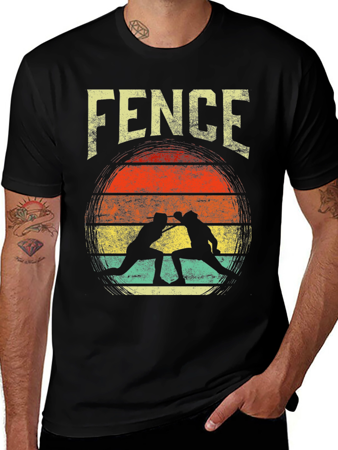 Vintage Fencing Silhouette Graphic Tee