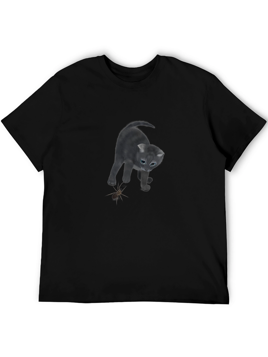 Cat vs Spider Black T-Shirt