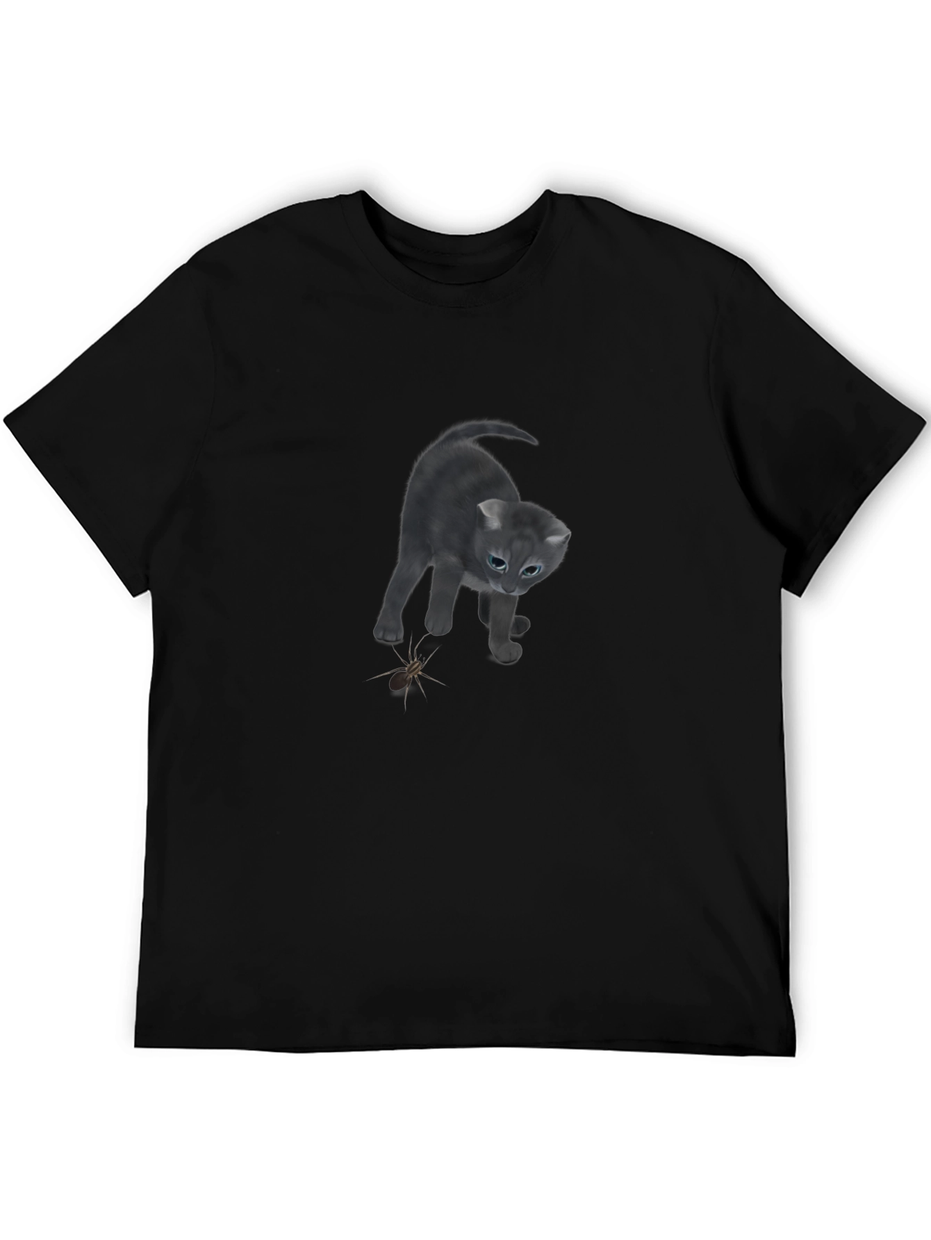 Cat vs Spider Black T-Shirt