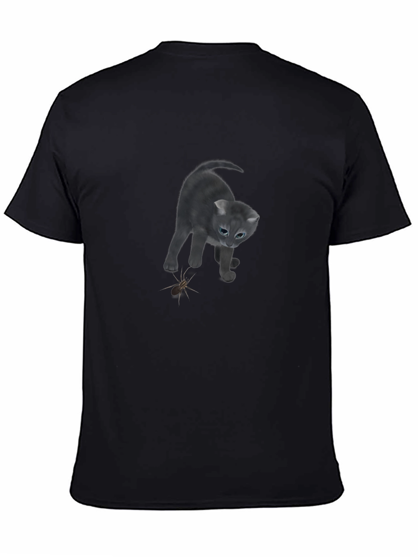 Cat vs Spider Black T-Shirt