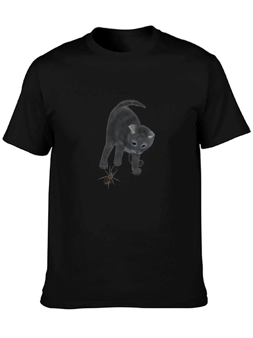Cat vs Spider Black T-Shirt