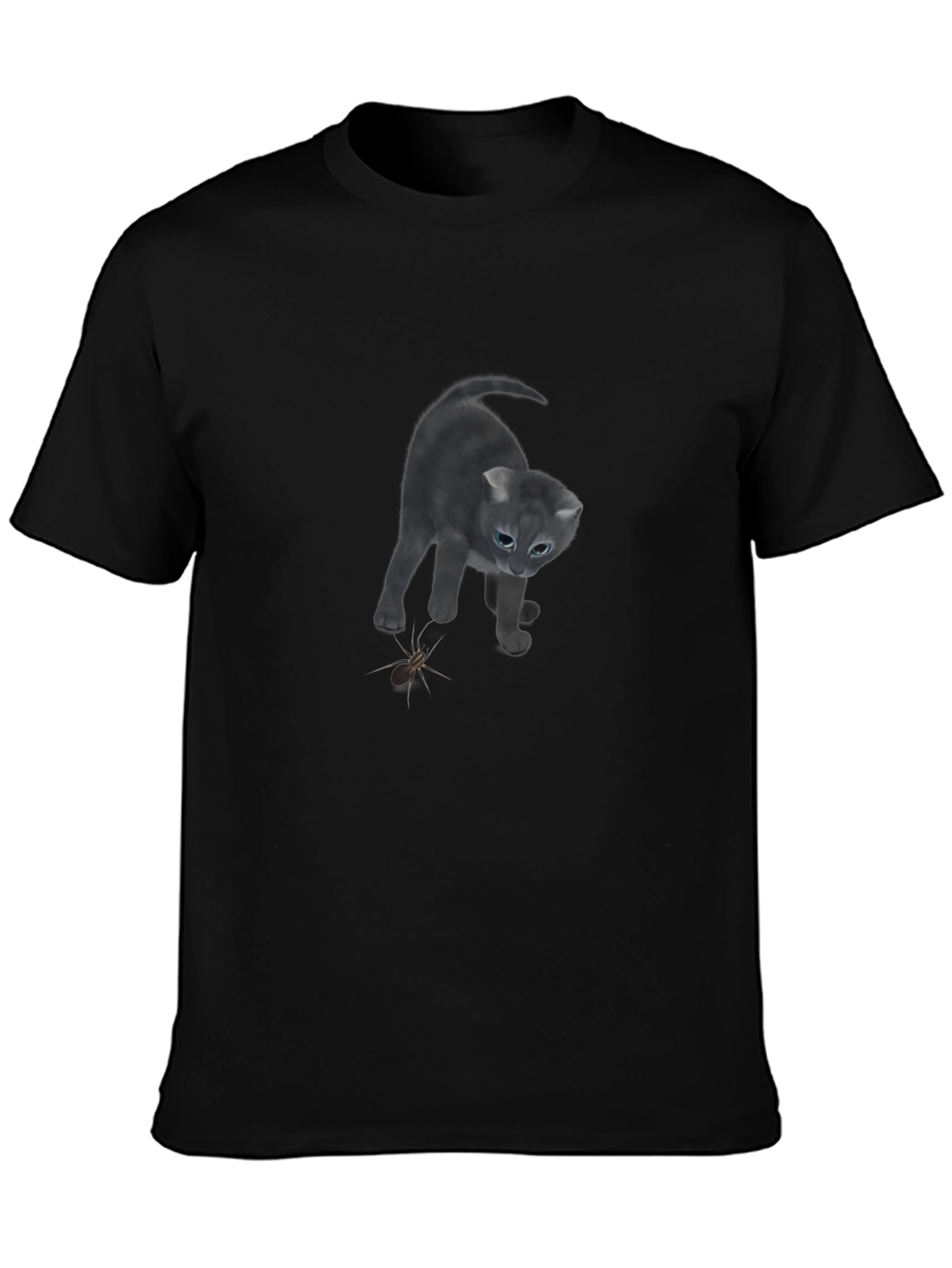 Cat vs Spider Black T-Shirt