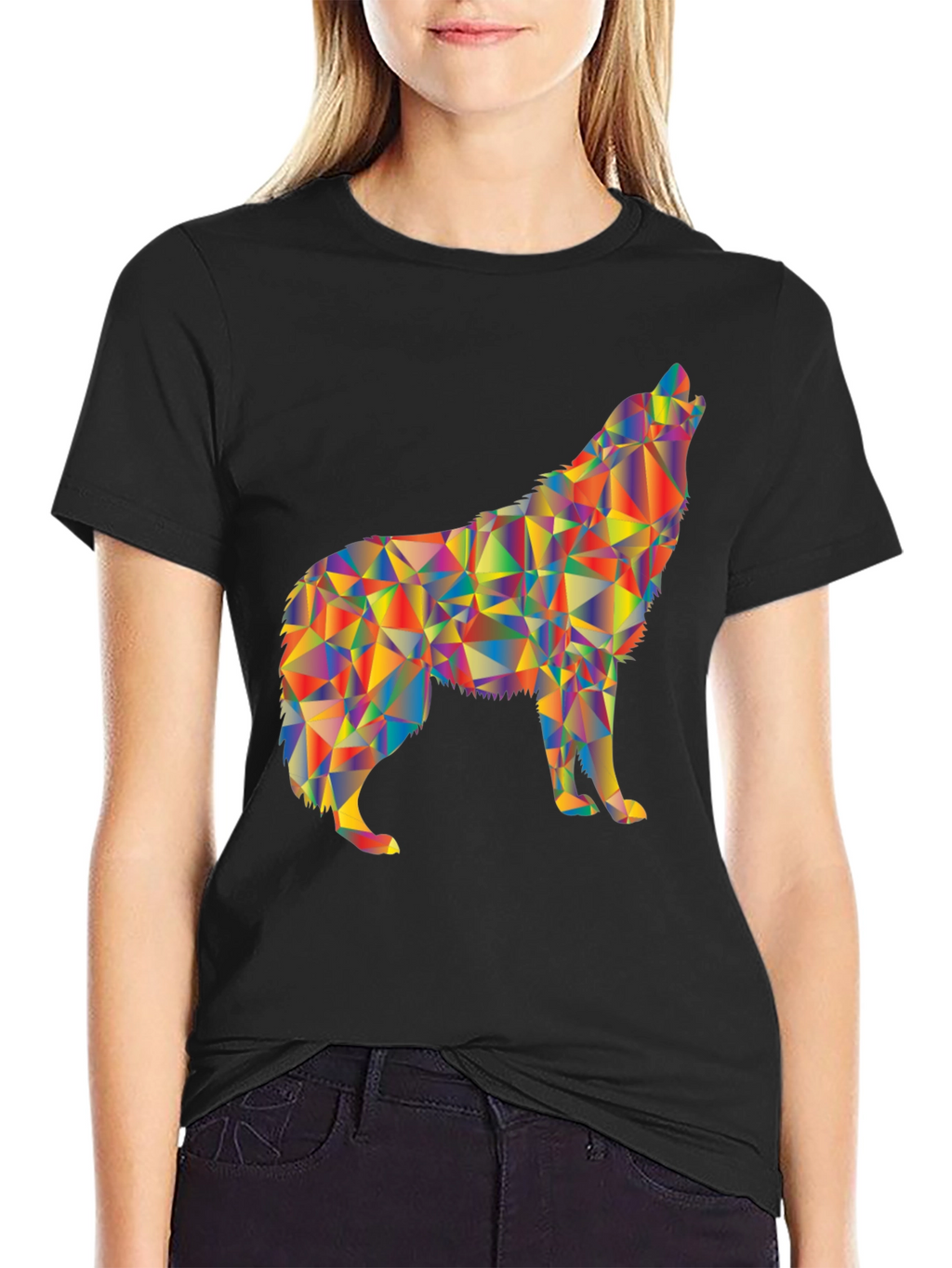 Geometric Wolf Graphic T-Shirt