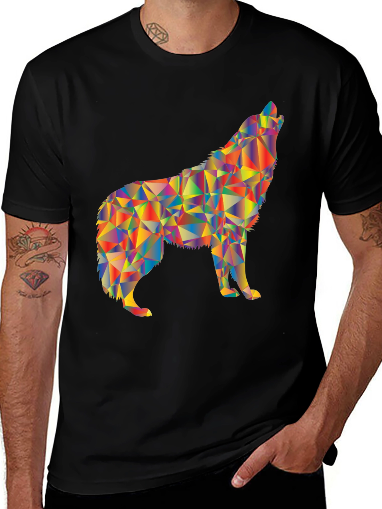 Geometric Wolf Graphic T-Shirt