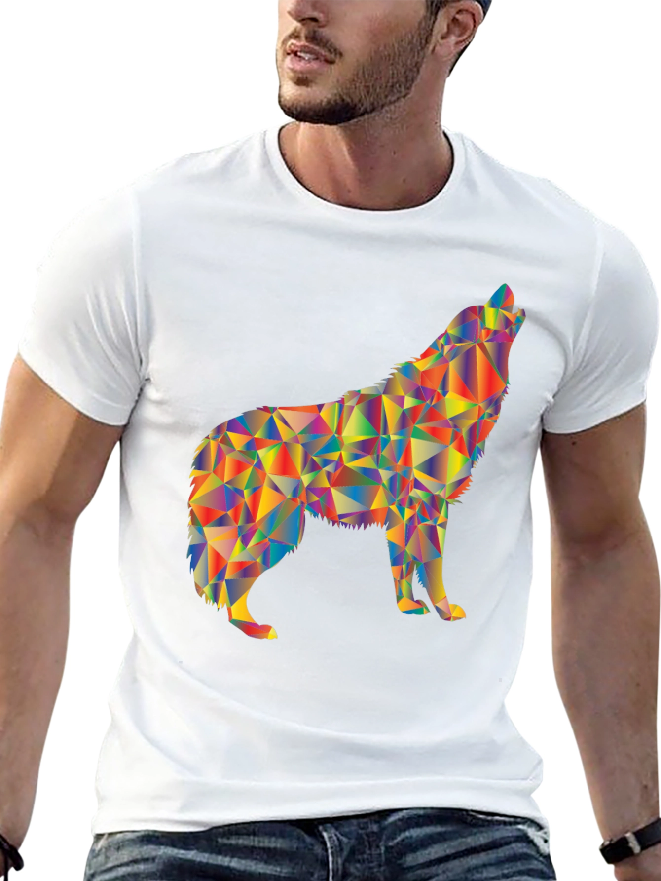 Geometric Wolf Graphic T-Shirt