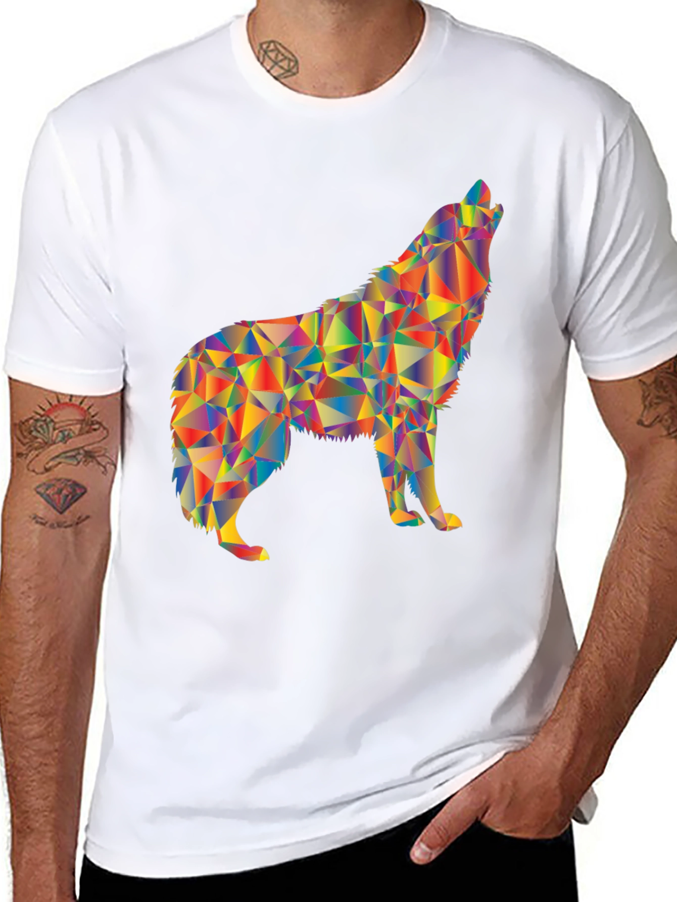 Geometric Wolf Graphic T-Shirt