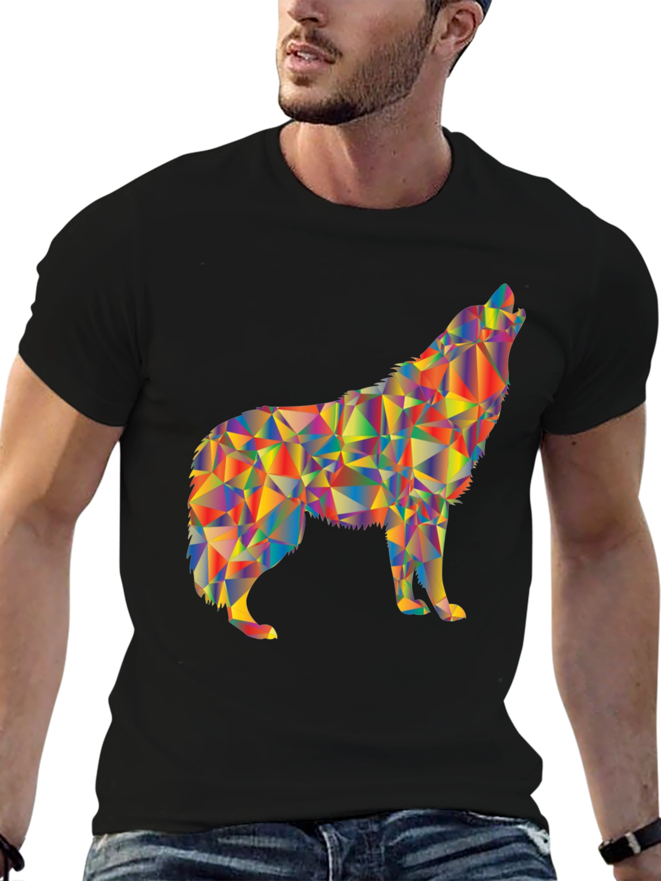 Geometric Wolf Graphic T-Shirt