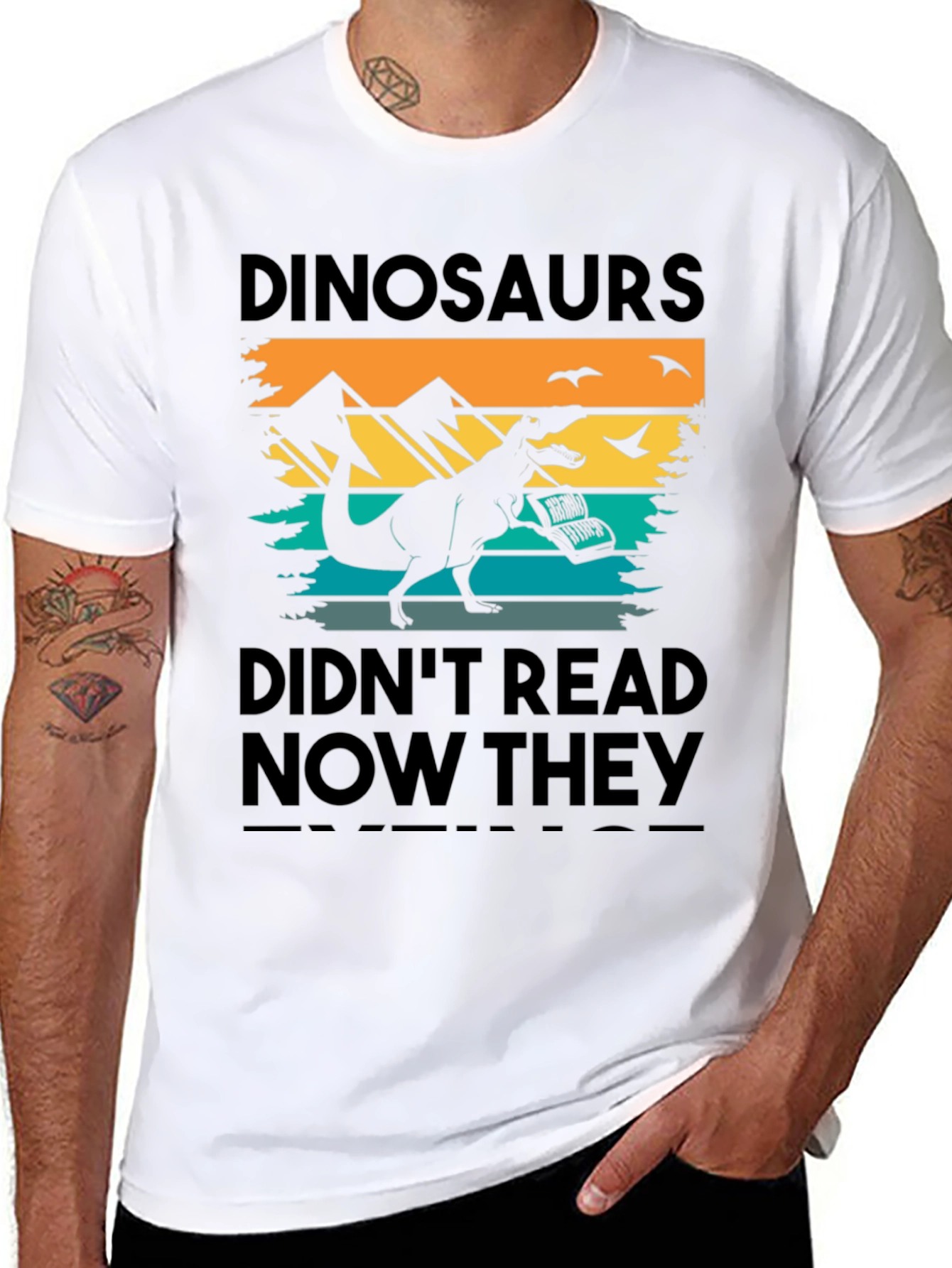 Dinosaurs Didnt Read T-Shirt - Funny Book Lover Tee