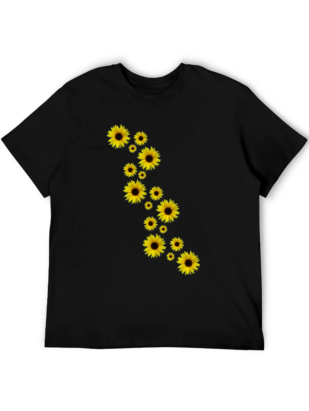 Sunflower Cascade Black T-Shirt