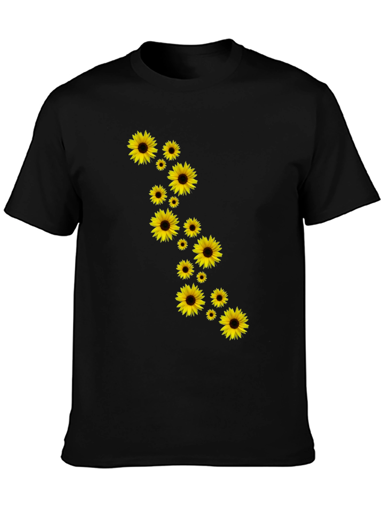 Sunflower Cascade Black T-Shirt