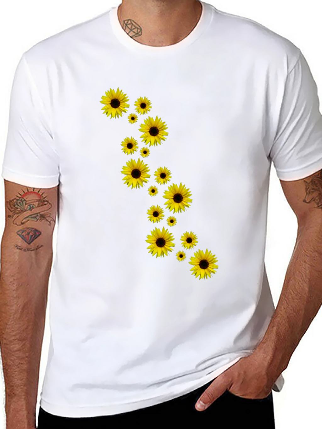 Sunflower Cascade Black T-Shirt