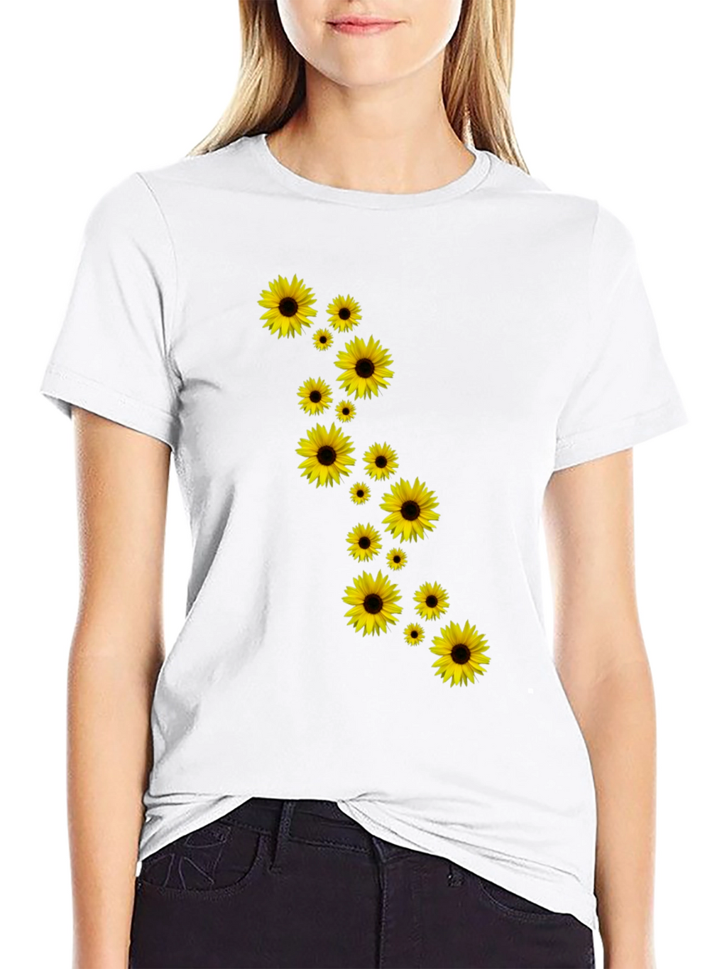 Sunflower Cascade Black T-Shirt
