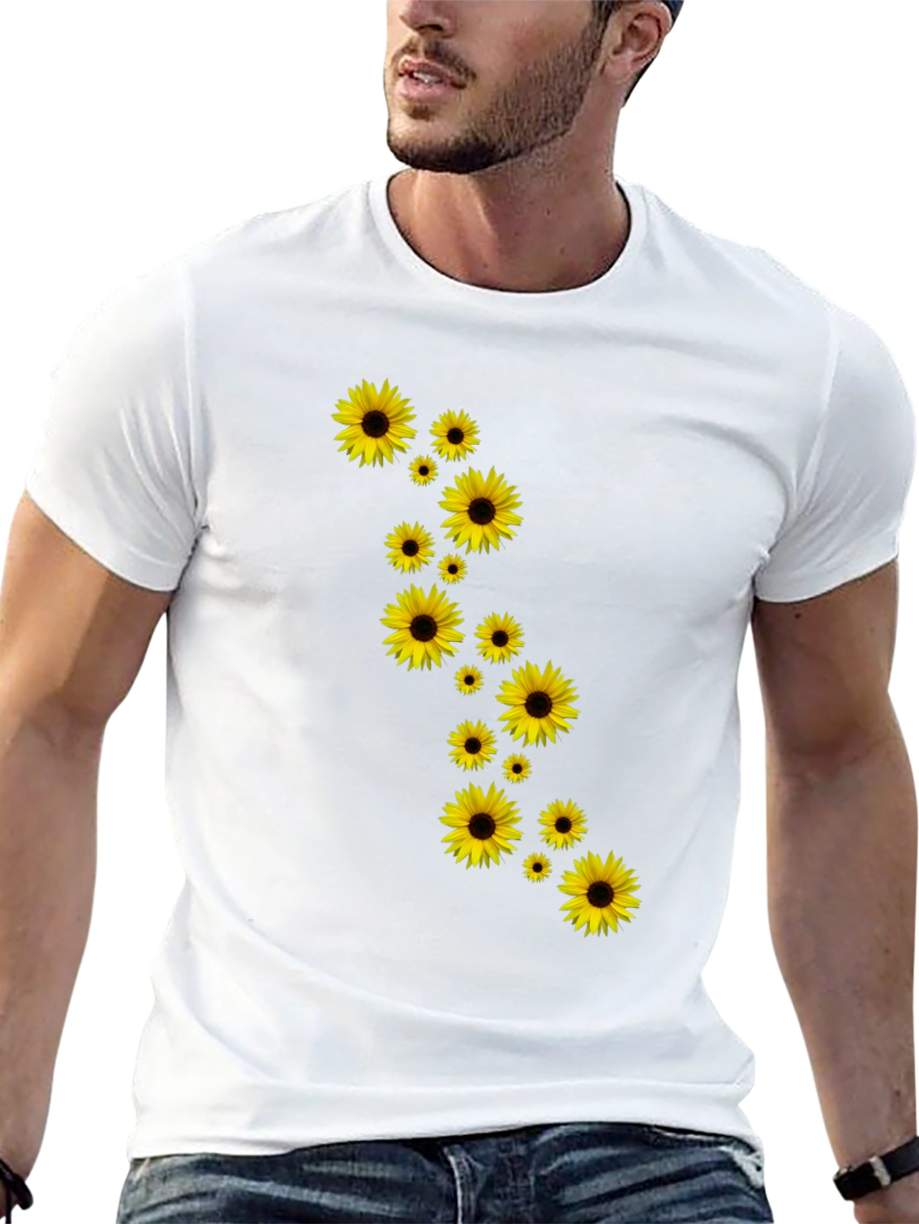 Sunflower Cascade Black T-Shirt