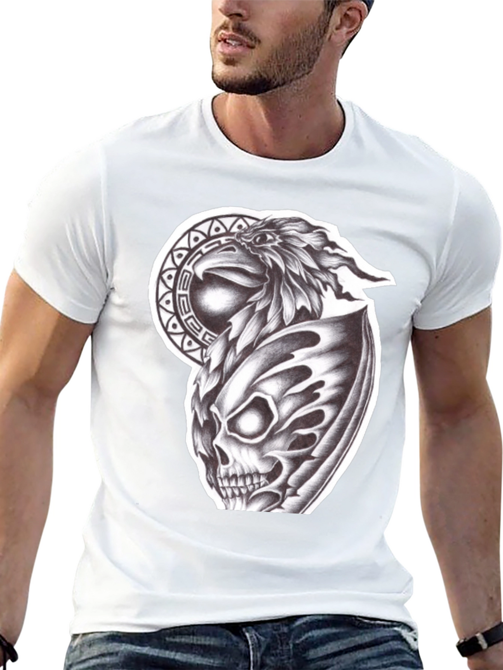 Eagle Skull Graphic Black T-Shirt