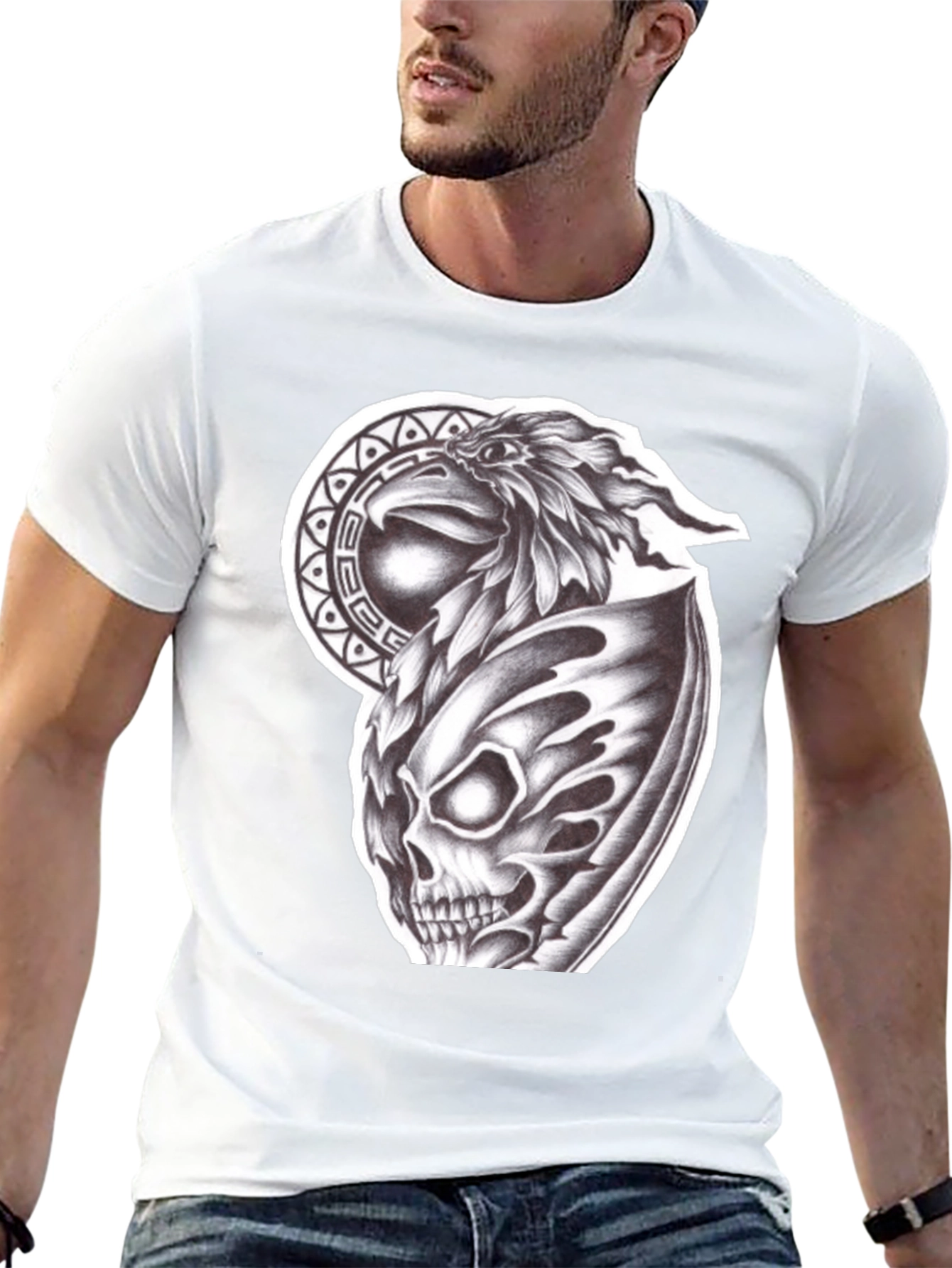 Eagle Skull Graphic Black T-Shirt
