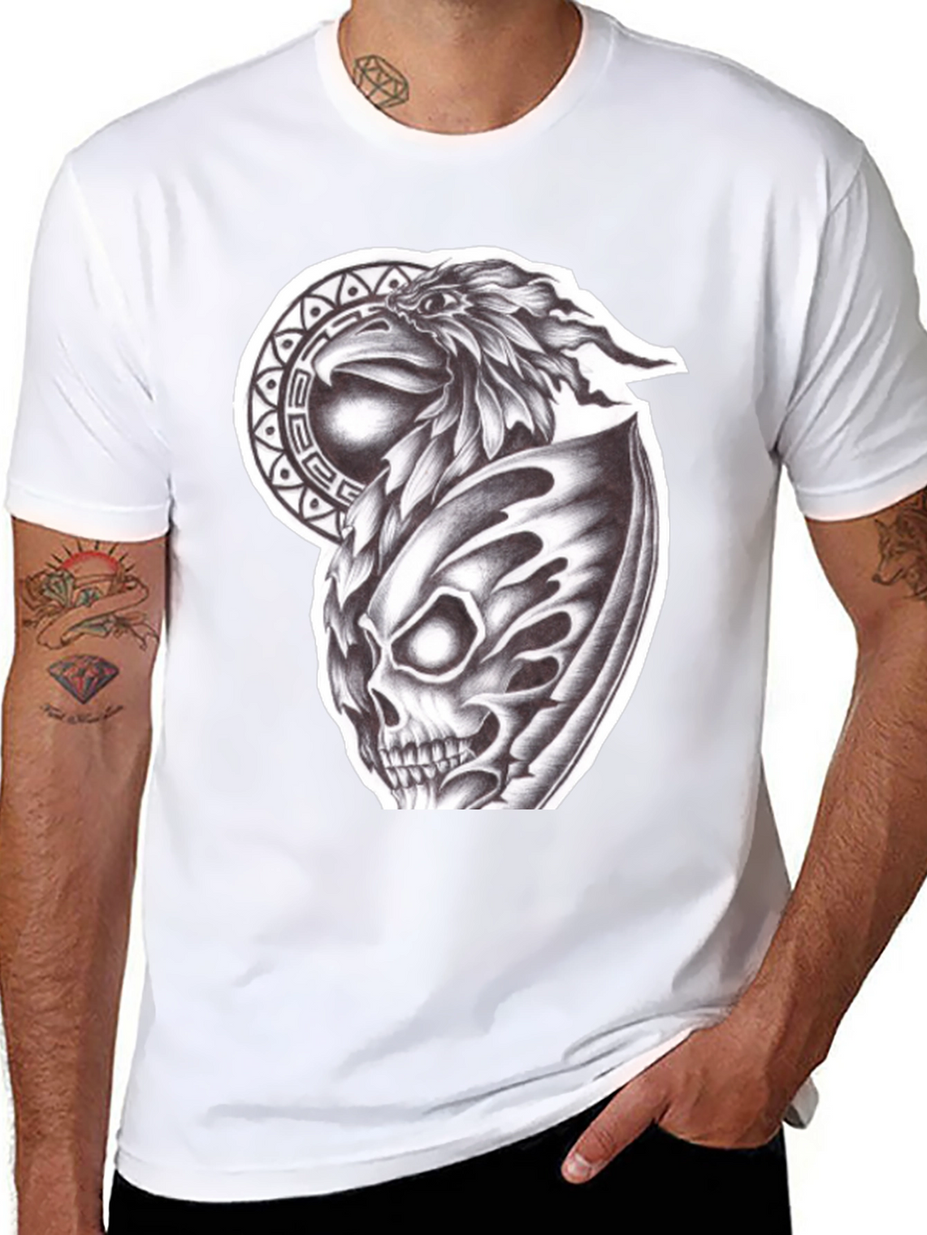 Eagle Skull Graphic Black T-Shirt