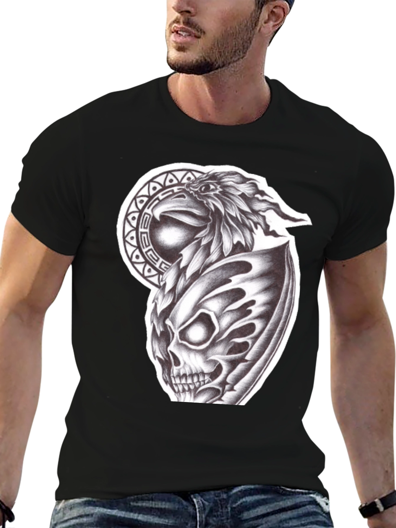 Eagle Skull Graphic Black T-Shirt