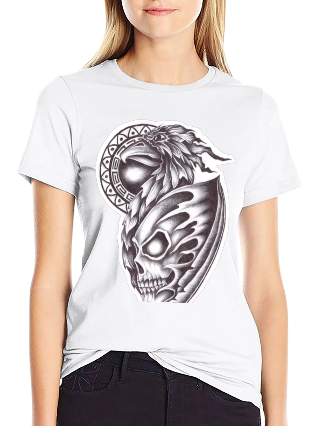 Eagle Skull Graphic Black T-Shirt