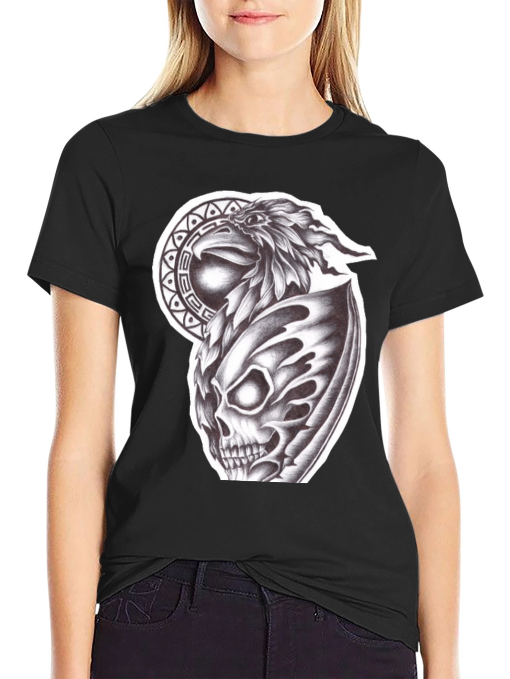 Eagle Skull Graphic Black T-Shirt