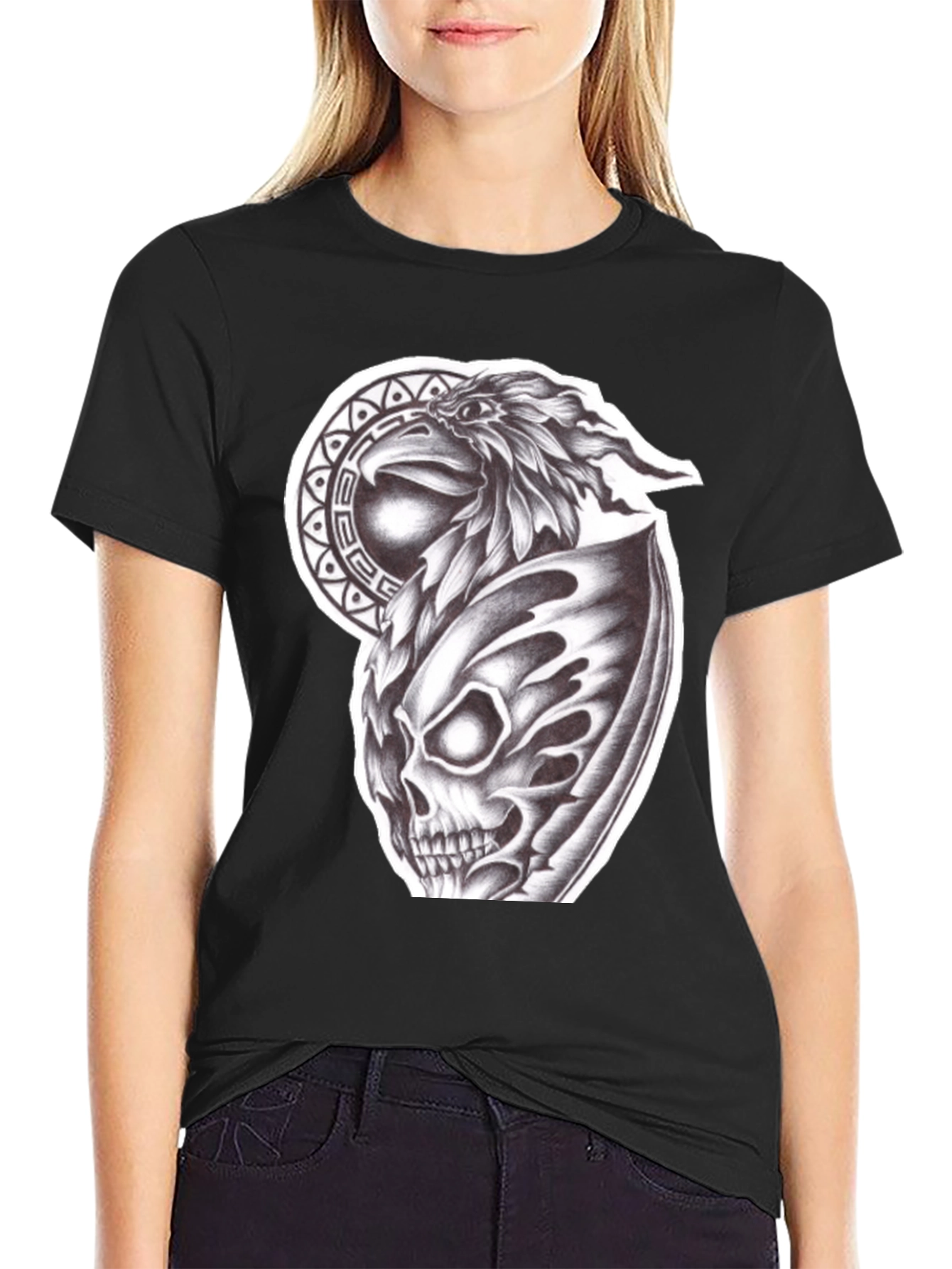 Eagle Skull Graphic Black T-Shirt