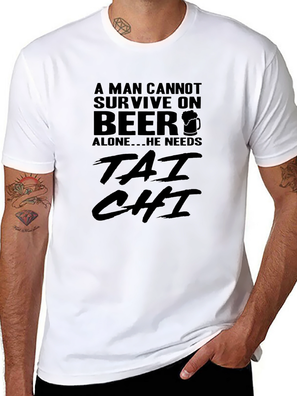 Beer & Tai Chi Mens Graphic T-Shirt