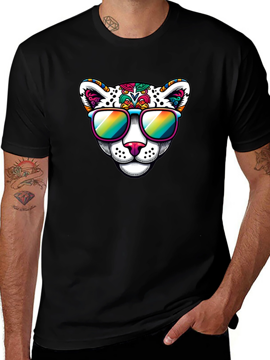 Cool Cat Graphic Tee - Black Cotton Blend