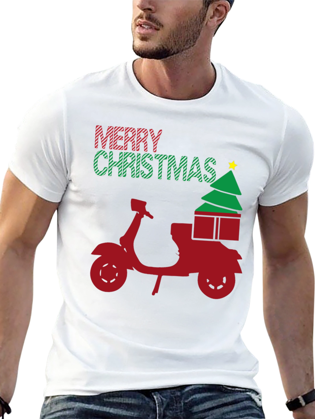 Merry Christmas Scooter T-Shirt - Holiday Gift