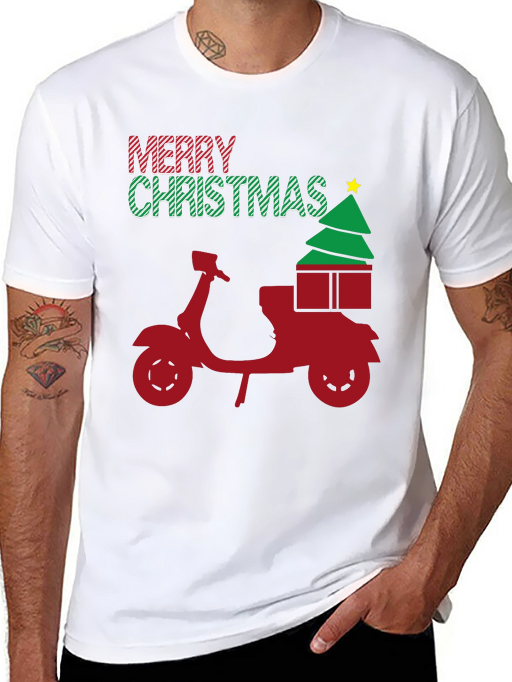 Merry Christmas Scooter T-Shirt - Holiday Gift