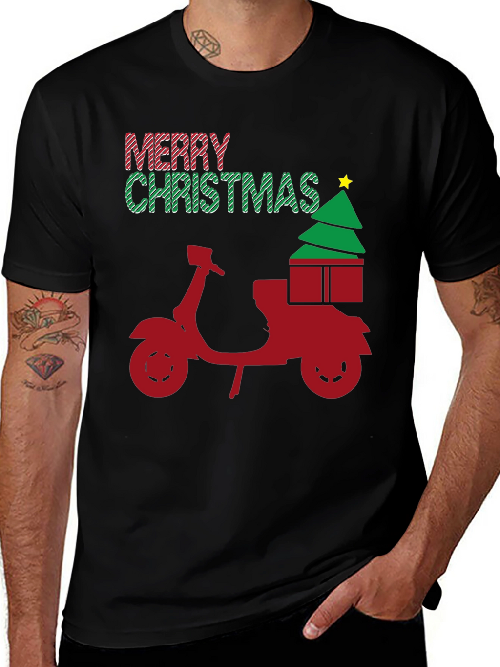 Merry Christmas Scooter T-Shirt - Holiday Gift