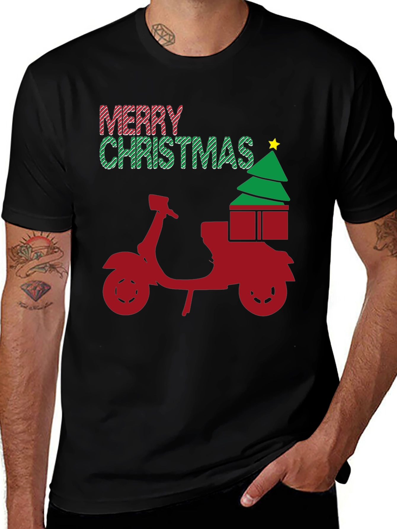 Merry Christmas Scooter T-Shirt - Holiday Gift
