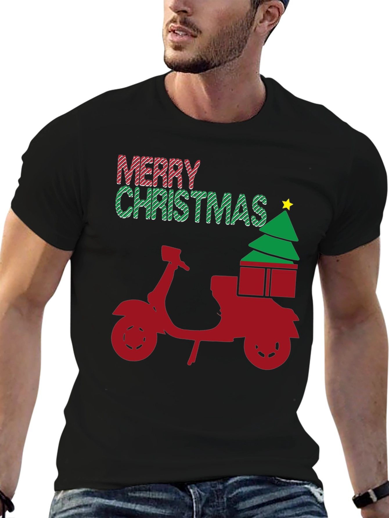 Merry Christmas Scooter T-Shirt - Holiday Gift