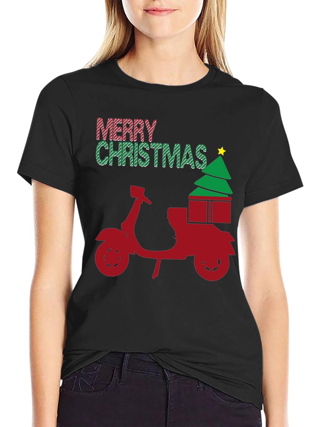 Merry Christmas Scooter T-Shirt - Holiday Gift