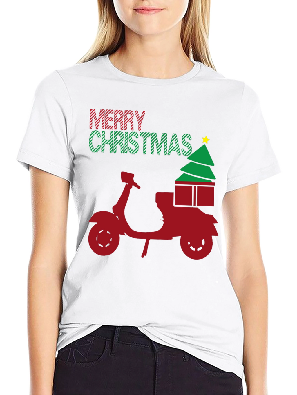Merry Christmas Scooter T-Shirt - Holiday Gift