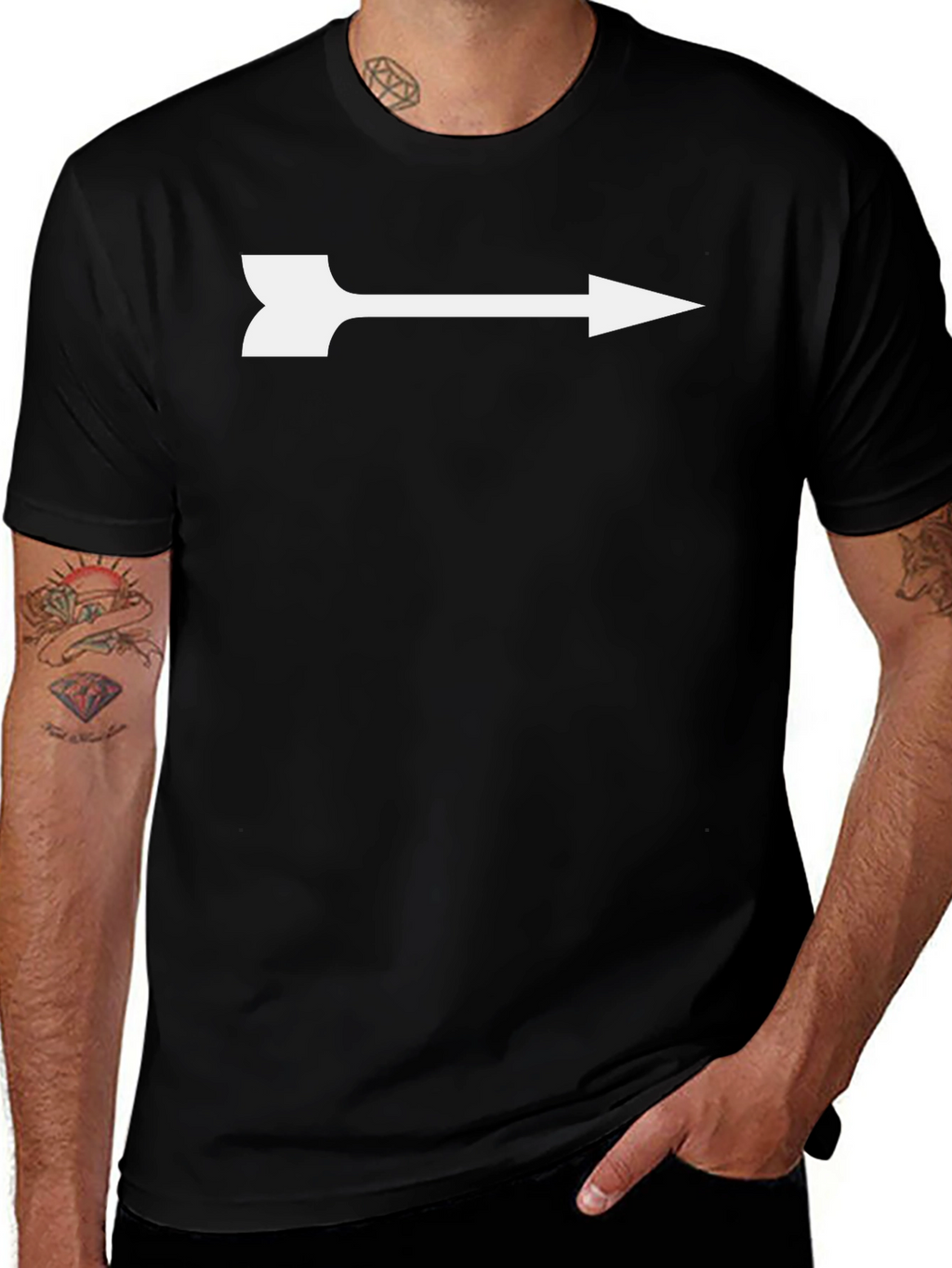 Mens Black Arrow Graphic Tee - Modern Casual Style