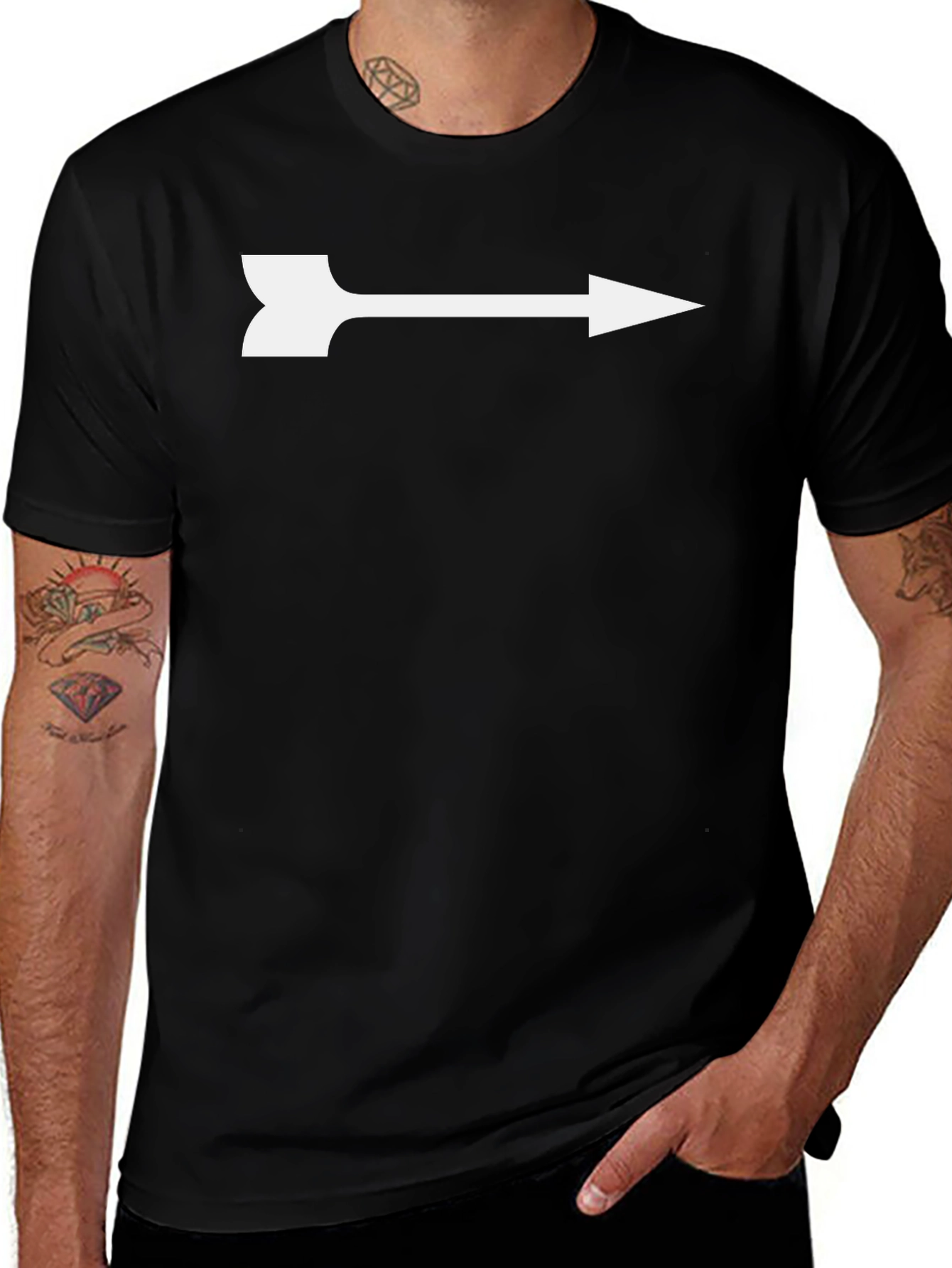 Mens Black Arrow Graphic Tee - Modern Casual Style