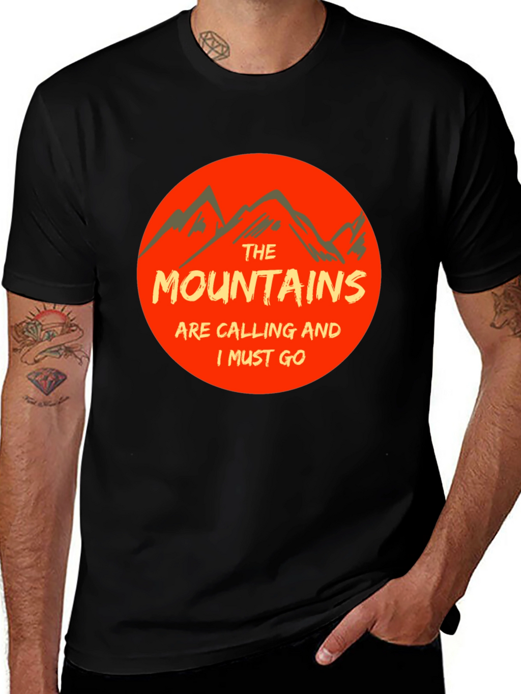 Mountains Are Calling Black Tee