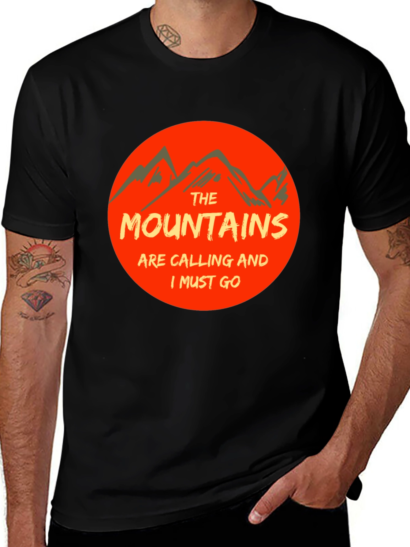 Mountains Are Calling Black Tee
