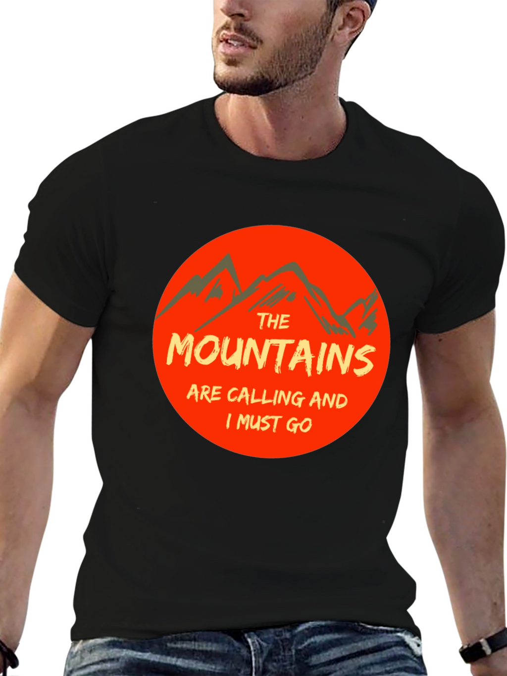 Mountains Are Calling Black Tee