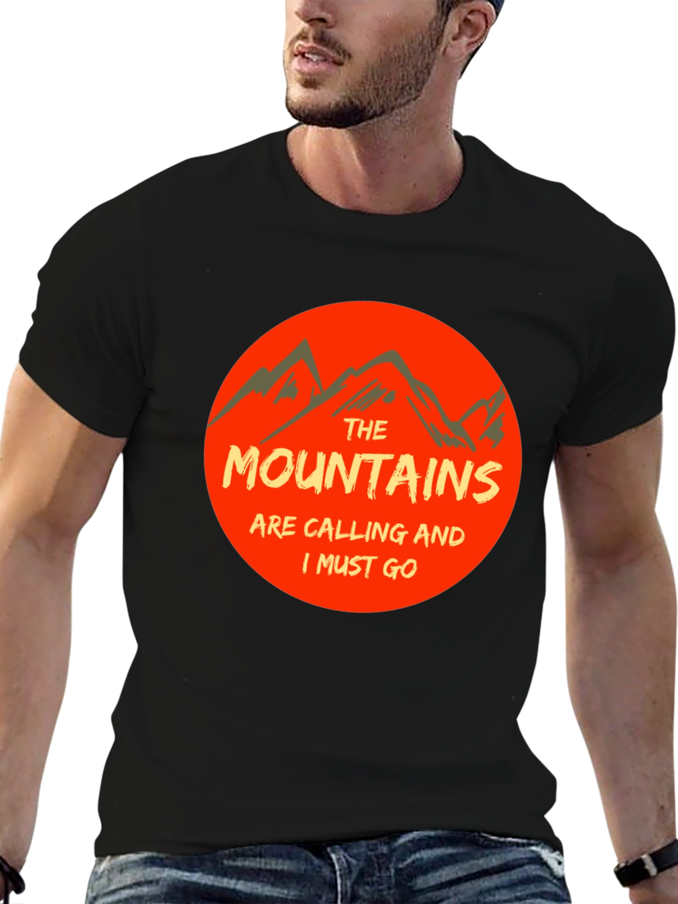 Mountains Are Calling Black Tee