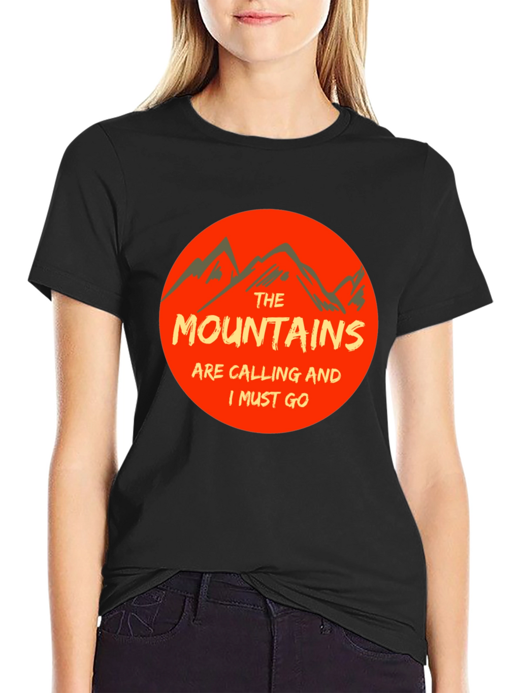 Mountains Are Calling Black Tee