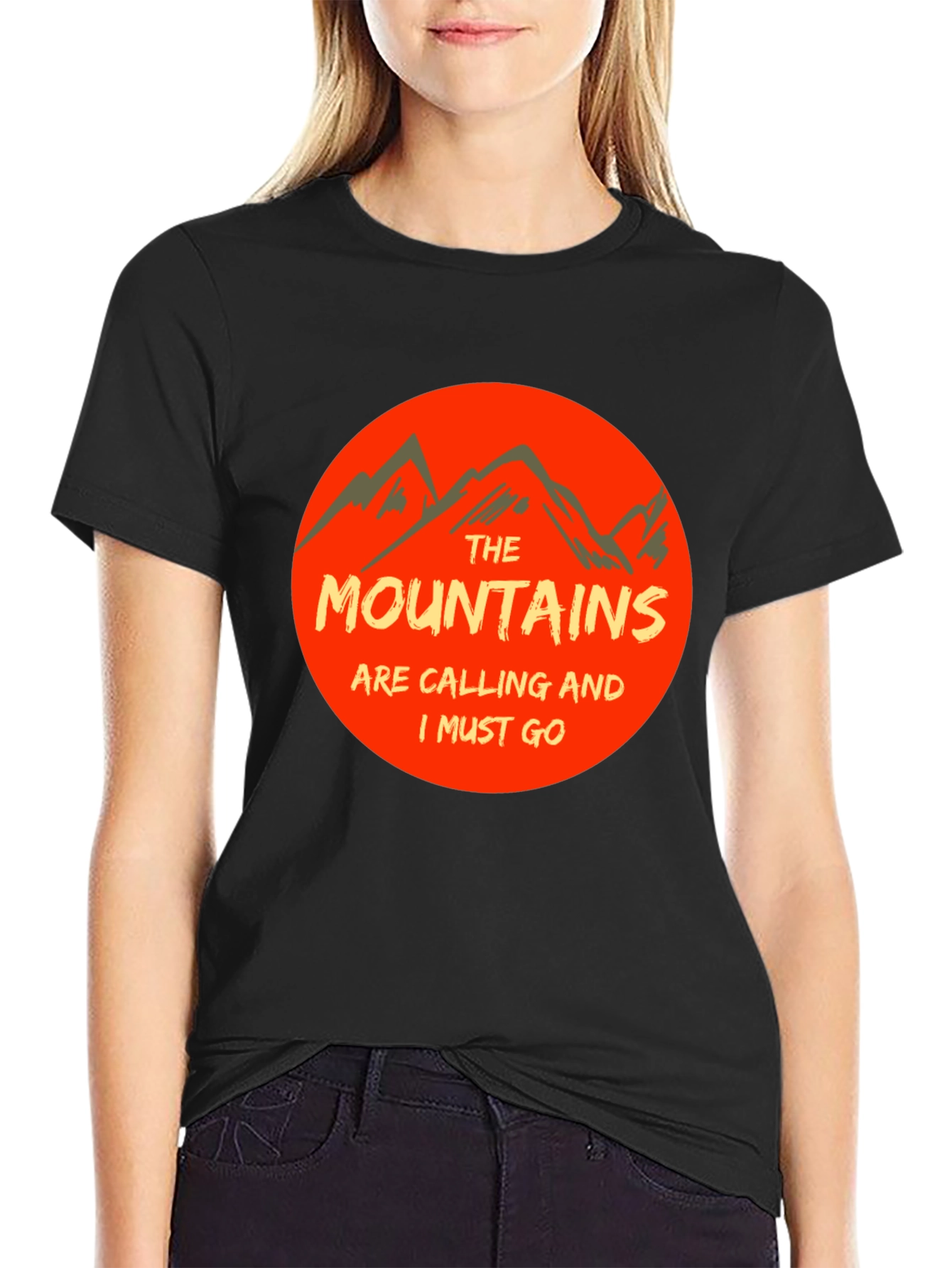 Mountains Are Calling Black Tee
