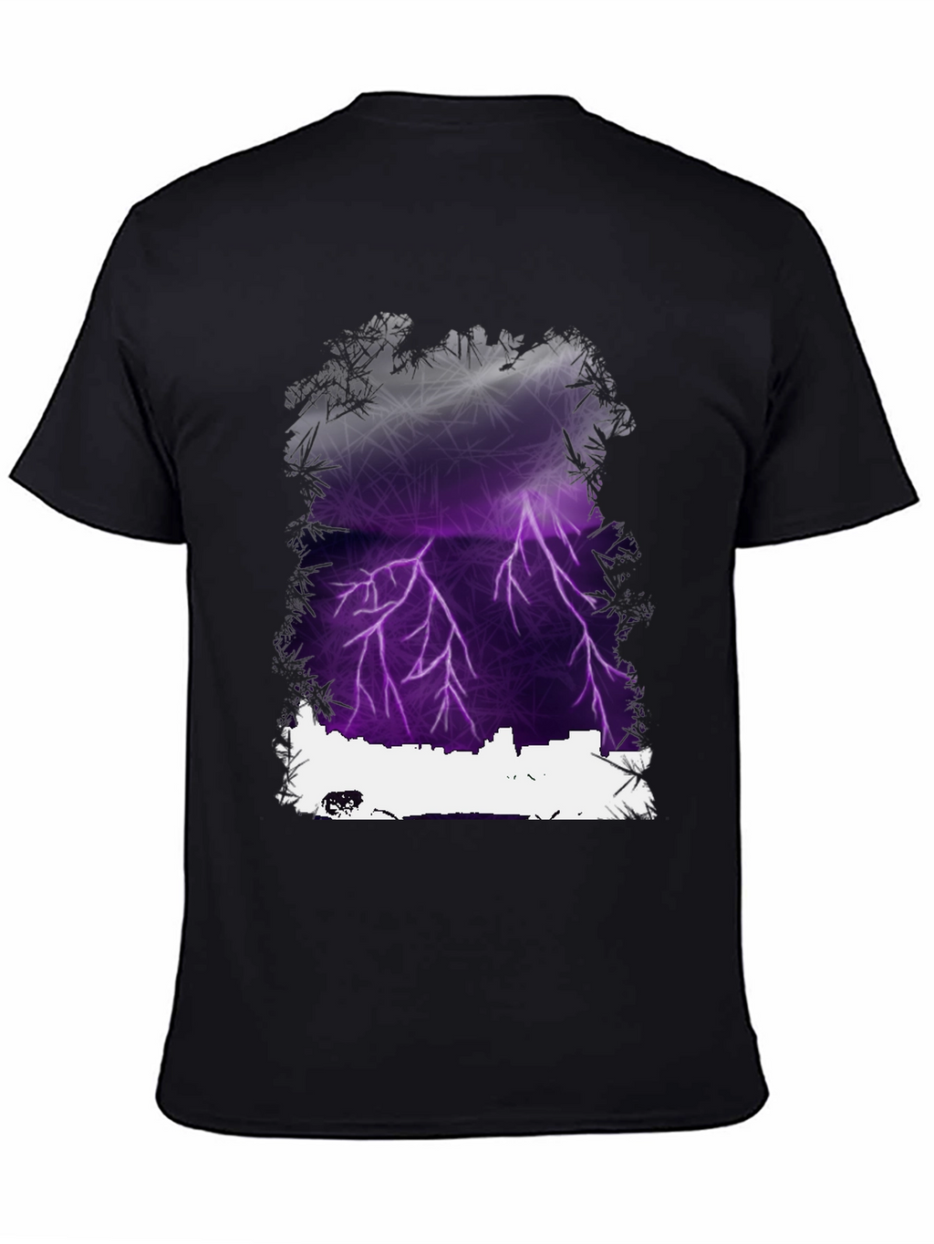 Lightning Cityscape Graphic Tee - Mens Black T-Shirt