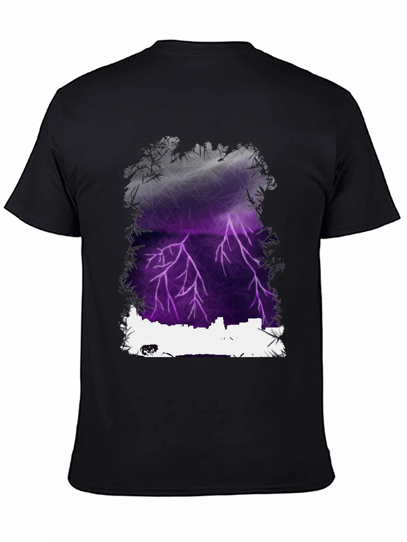 Lightning Cityscape Graphic Tee - Mens Black T-Shirt