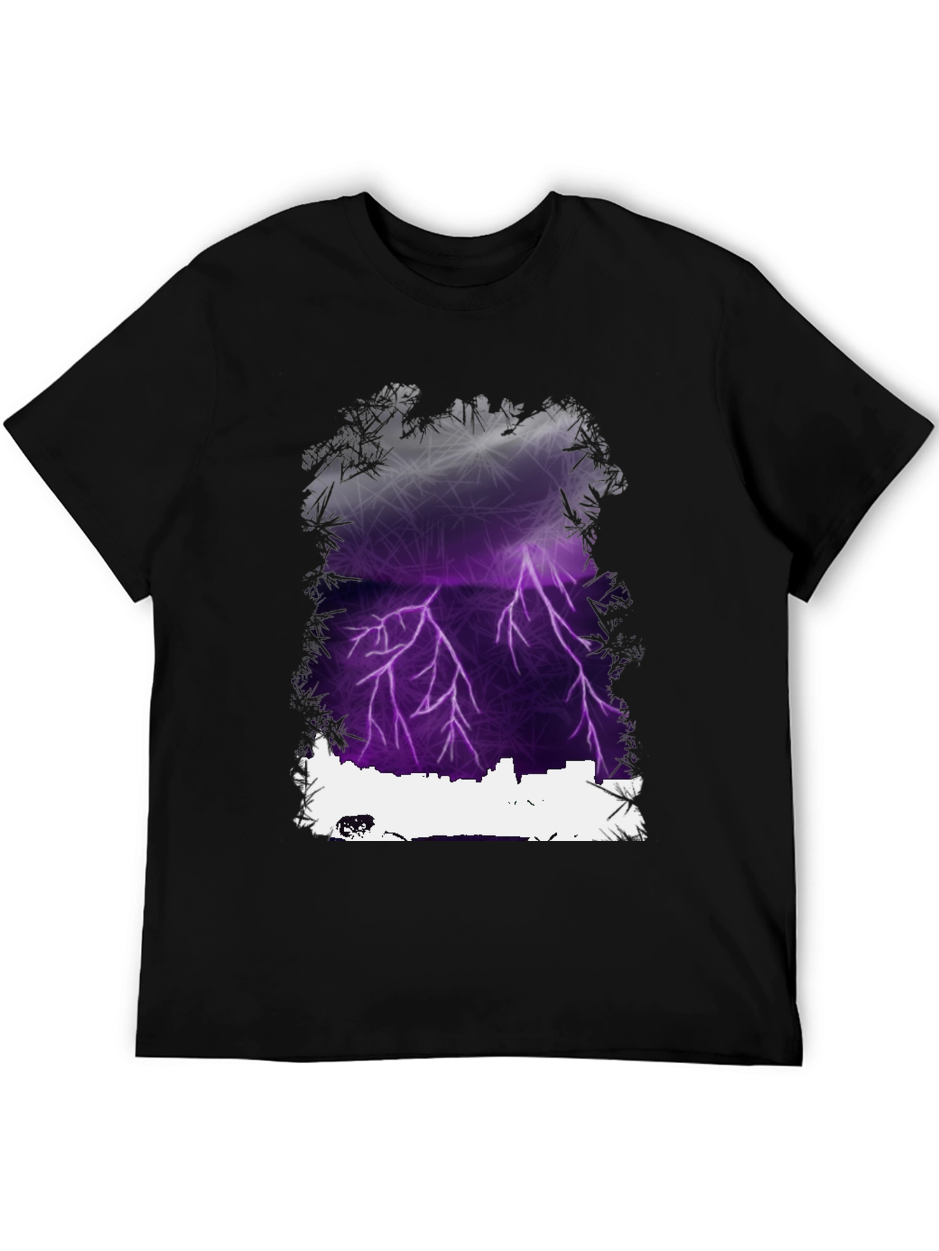 Lightning Cityscape Graphic Tee - Mens Black T-Shirt