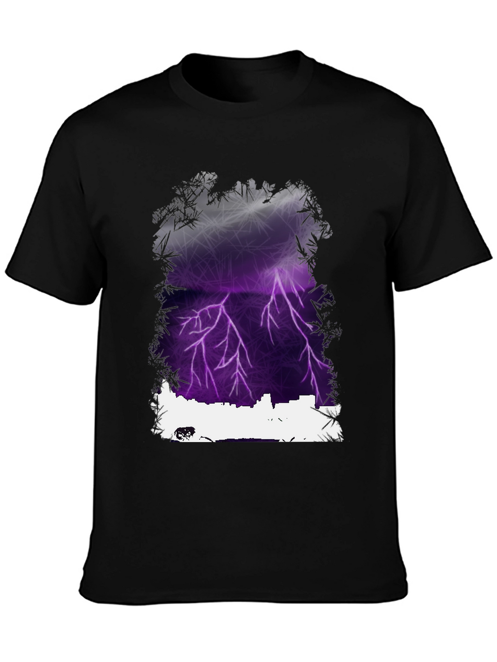 Lightning Cityscape Graphic Tee - Mens Black T-Shirt