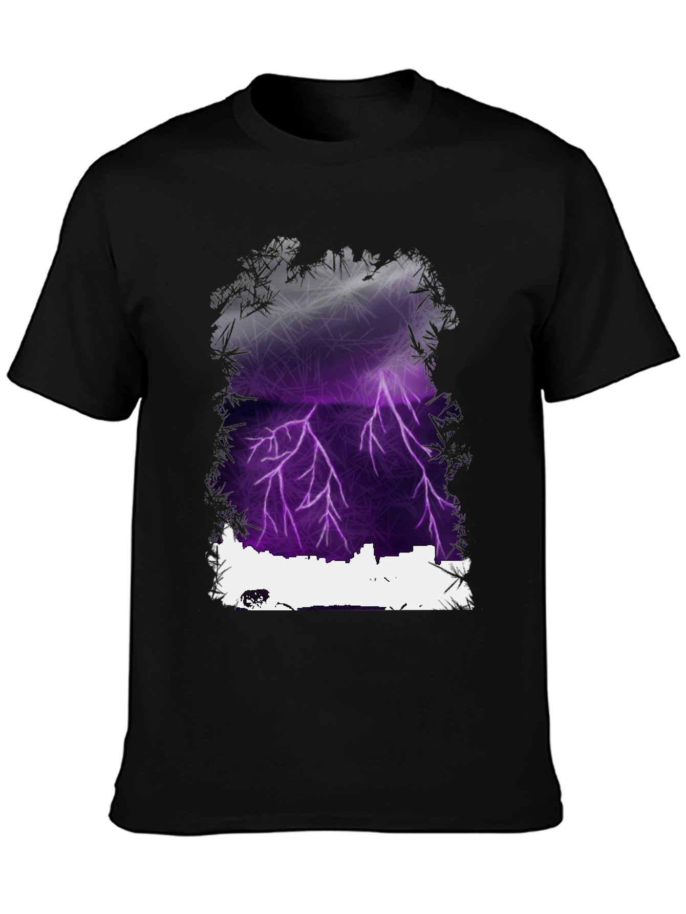 Lightning Cityscape Graphic Tee - Mens Black T-Shirt