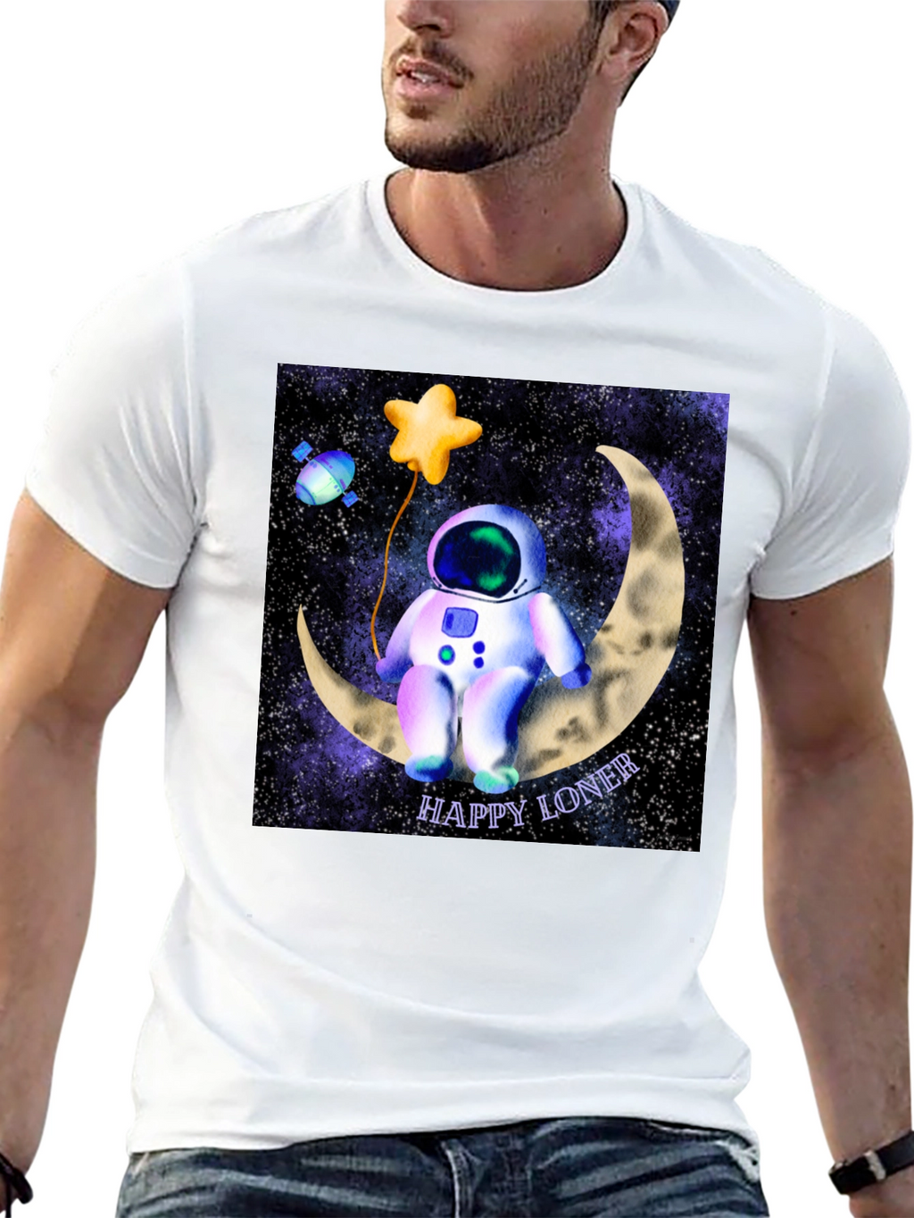 Happy Loner Astronaut Graphic T-Shirt