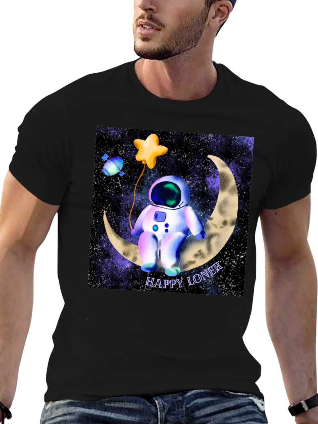 Happy Loner Astronaut Graphic T-Shirt