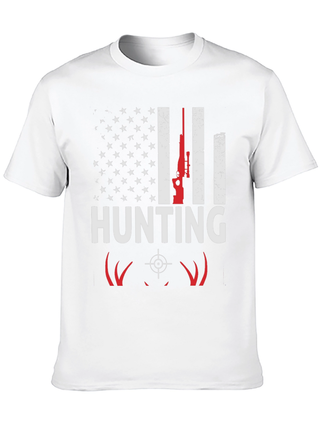 Hunting T-Shirt - American Flag Deer Rifle Design