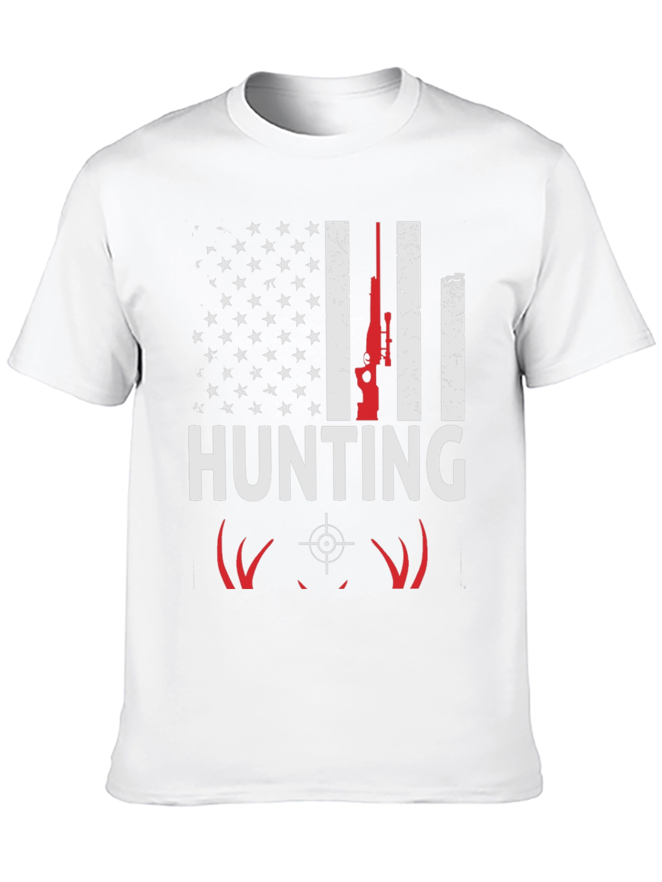 Hunting T-Shirt - American Flag Deer Rifle Design